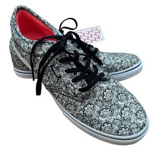 New! Vans Atwood Low Paisley Henna Black White Canvas Sneakers Womens Size 8.5